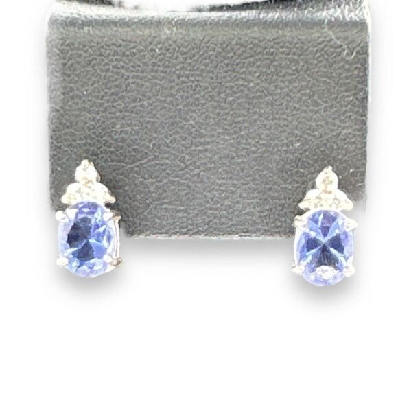 Sterling Silver Blue Cubic Zirconia Necklace and Earrings - Picture 7 of 8